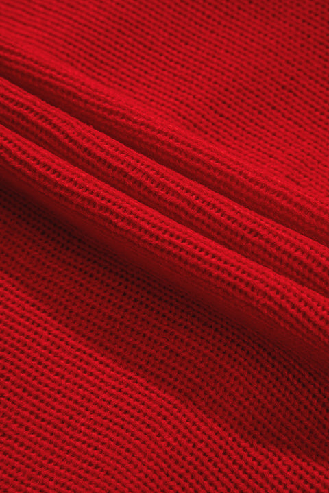 Red or Green Merry Letter Embroidered High Neck Sweater