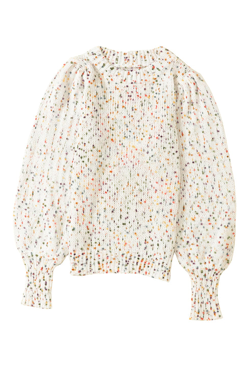 Colorful Dots Cable Knit Crew Neck Sweater