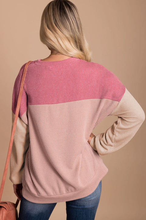 Long Sleeve Ribbed Loose Top