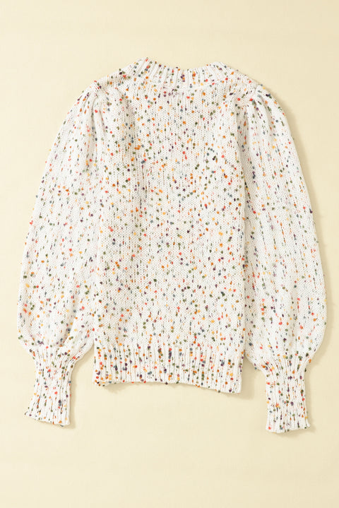 Colorful Dots Cable Knit Crew Neck Sweater