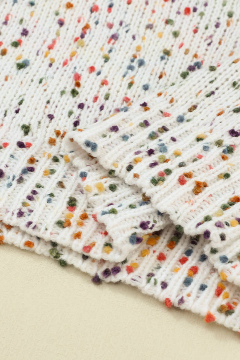 Colorful Dots Cable Knit Crew Neck Sweater