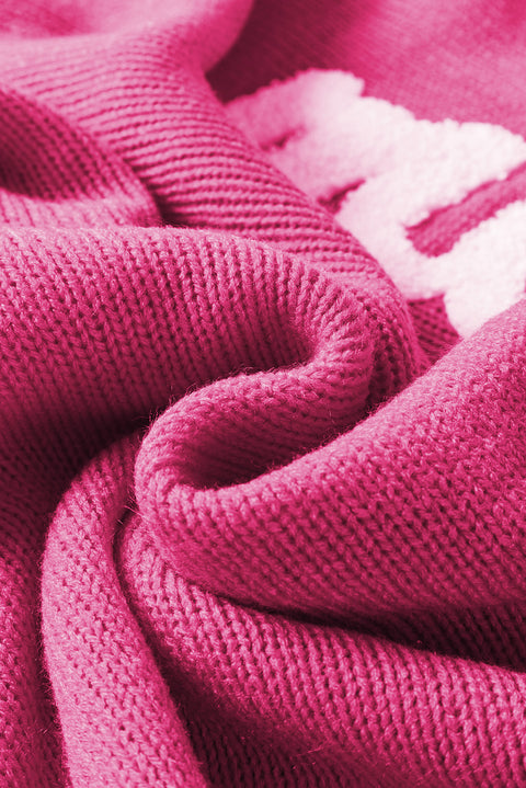 Red or Green Merry Letter Embroidered High Neck Sweater