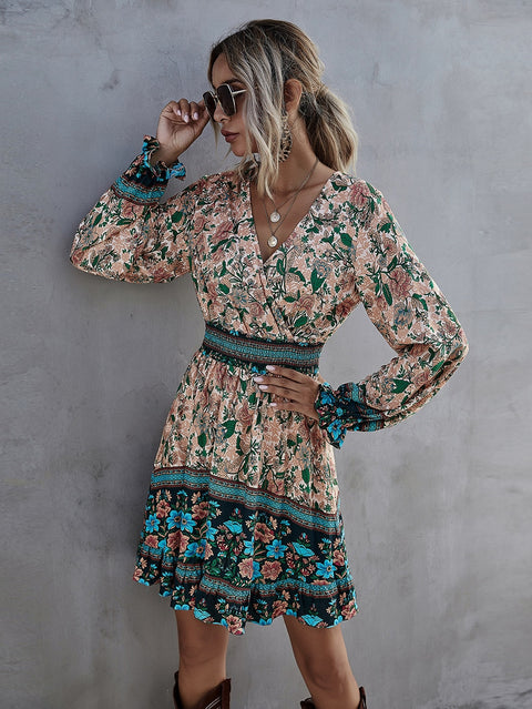 Boho Blossom: Floral Mini Dress with Vintage Charm