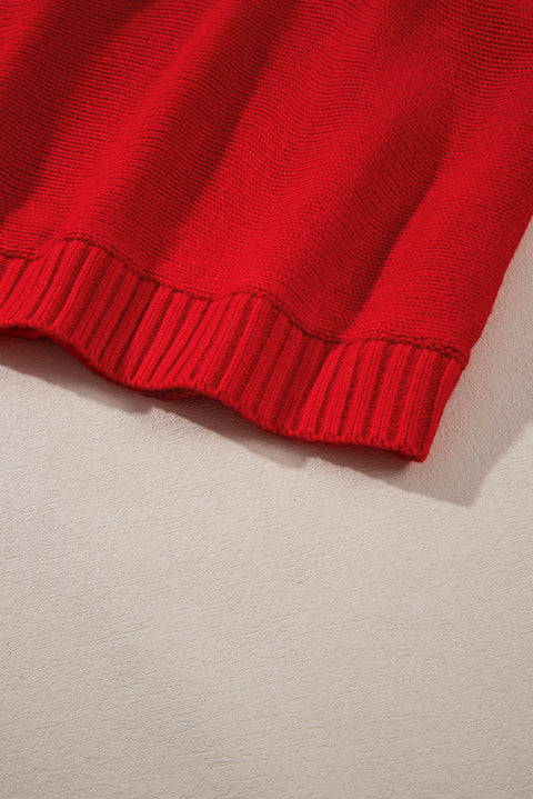 Red or Green Merry Letter Embroidered High Neck Sweater