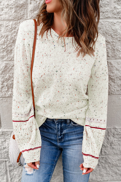 Colorful Dots Cable Knit Crew Neck Sweater