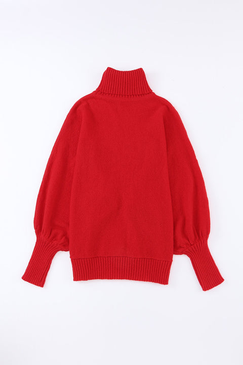 Red or Green Merry Letter Embroidered High Neck Sweater