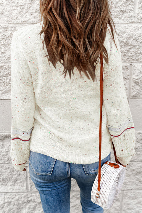 Colorful Dots Cable Knit Crew Neck Sweater